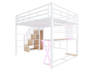 Lit mezzanine 160x200 cm MODENUIT    coloris blanc