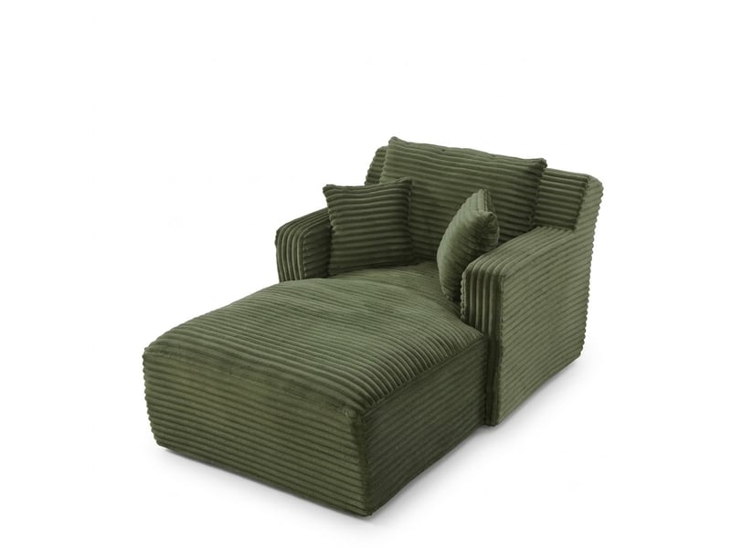  Chaise longue de relaxation moderne - 100x166x82cm - fauteuil de salon en velours côtelé design sans montage - vert  - Conforama A