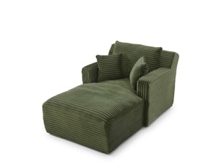 Chaise longue de relaxation moderne - 100x166x82cm - fauteuil de salon en velours côtelé design sans montage - vert