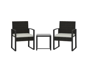 Salon de jardin bistrot 58x55x76 cm 3 pièces avec coussins amovibles métal gris crème