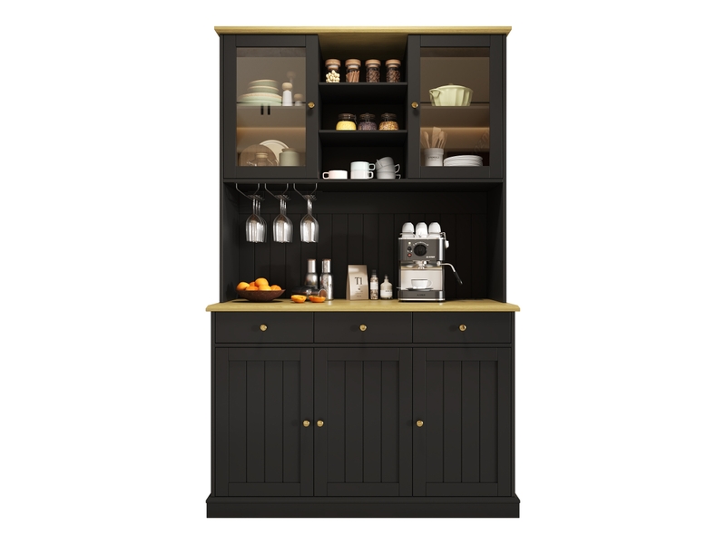 Armoire de cuisine salle à manger haut 120x40x191 cm avec portes en verre et prises usb - Conforama A