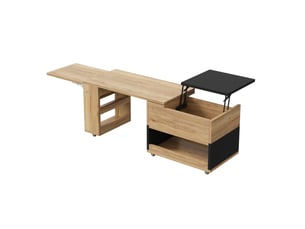 Table basse extensible 161,5x46x67 cm plateau relevable naturel et noir