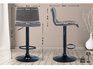 Lot de 2 tabourets de bar branford gris clair, tissu