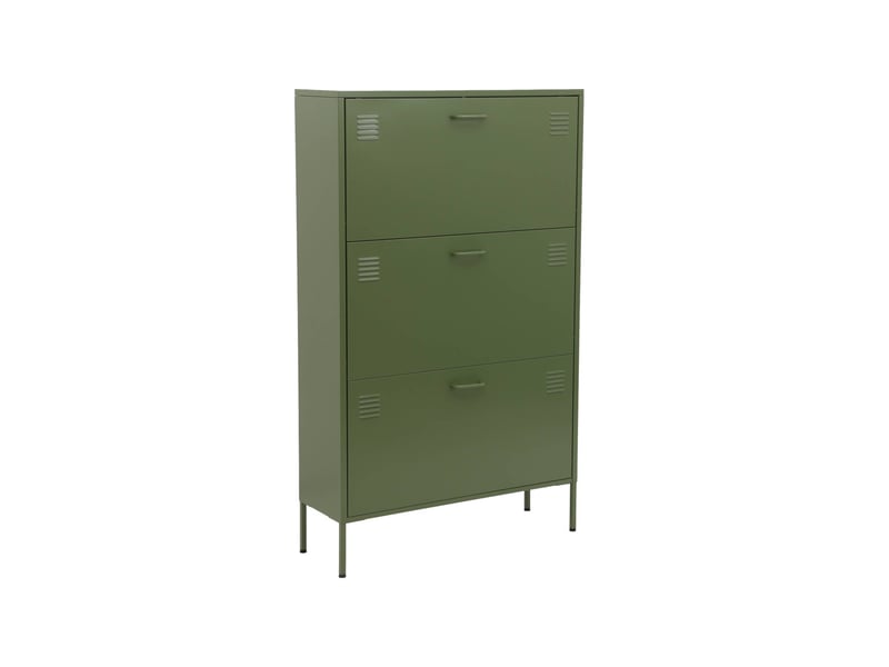  Meuble à chaussures industriel métal 3 abattants vert - alabama  - Conforama A