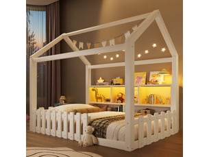 Lit cabane 90x190 cm <strong></strong> <strong></strong> coloris blanc