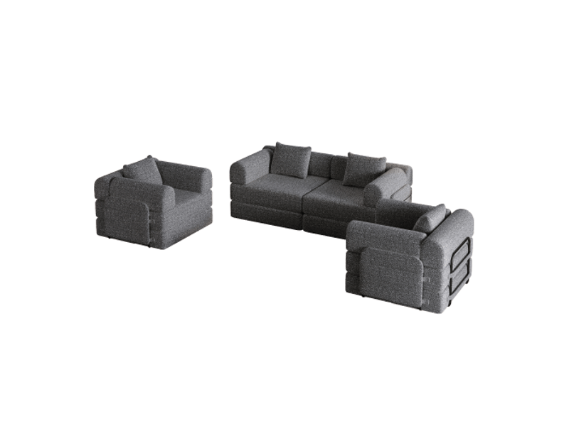  Canapé convertible en chenille 2-en-1 avec rangement, structure métallique, design modulable, gain de place, multifonctionnel  - Conforama D