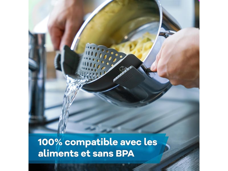  Passoire-tamis de cuisine en silicone avec poignée – suspendue, grise  - Conforama B