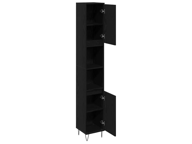  Cabinet de salle de bain, armoire salle de bain chêne noir 30 x 30 x 190 cm cf65326  - Conforama E