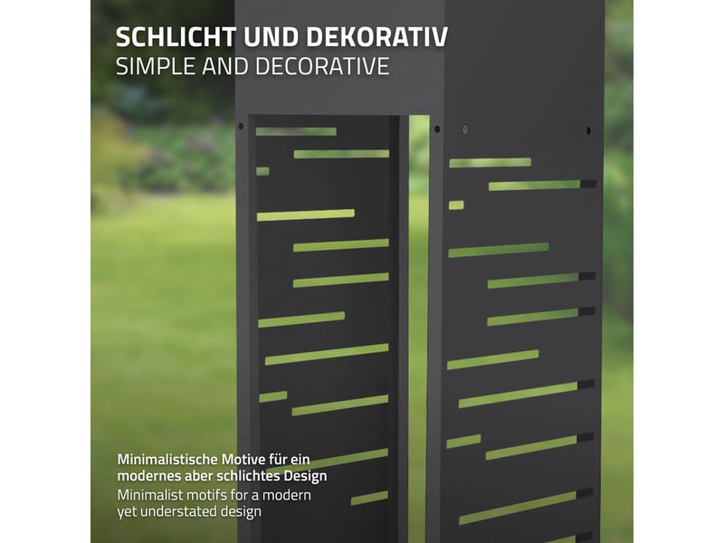  Ml-design range-bûches modulable avec jardinière en acier galvanisé, intérieur et extérieur, résistant aux intempéries, rangement bois de chauffage, motif de treillis, anthracite, 30 x 30 x 111 cm ECD Germany GmbH - Conforama E
