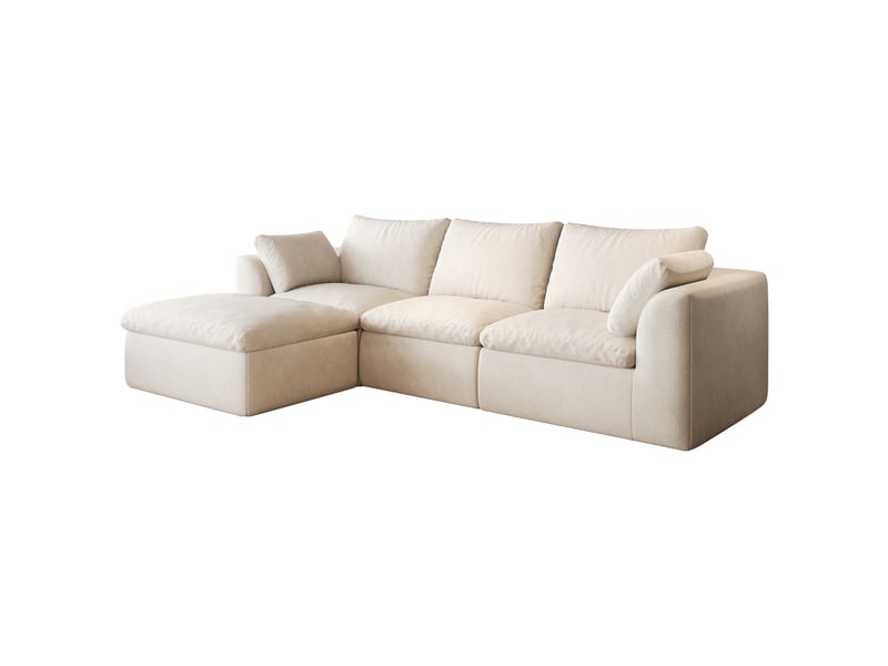 Canapé d'angle 4 places 245x155 cm - mousse haute élasticité - tissu - design moderne - salon - beige - Conforama E