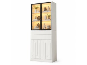 Vitrine coloris blanc 7 étagère(s) <strong>MEULVA</strong> <strong></strong> - 70 cmx180 cm