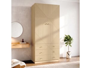 Armoire 2 porte(s) battante 6 tiroir(s) <strong></strong> <strong>ABC</strong> coloris naturel largeur 48 cm
