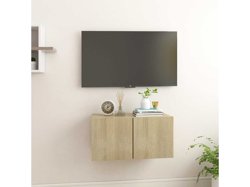  Meuble tv - banc tv - meuble de rangement suspendu chêne sonoma 60x30x30 cm  - Conforama B