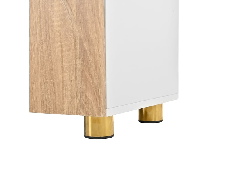  Meuble tv bas moderne avec relief en arc 4 portes et pieds métalliques  - Conforama E