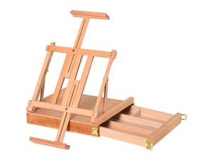 Chevalet d'atelier pliable 42x36x12,5 cm - naturel - réglable, tiroir à 4 compartiments