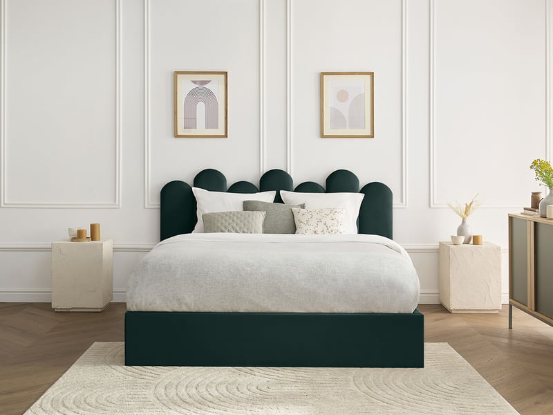  Bobochic lit coffre badja velours vert 140x190 BADJA - Conforama D