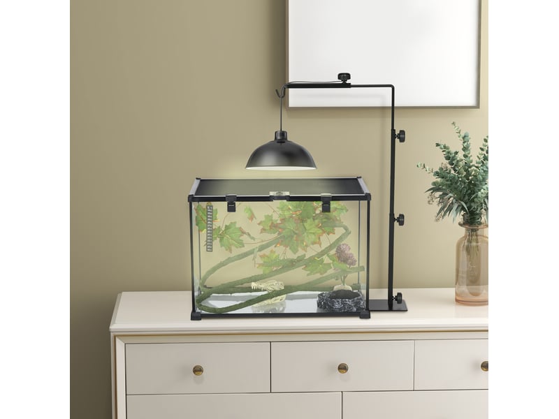  Support de lampe chauffante pour terrarium 40x15x95 cm réglable métal noir  - Conforama B