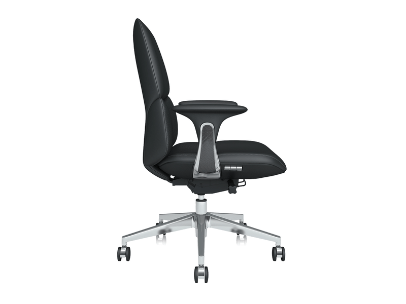  Fauteuil de bureau mi-haut 69 x 70 x 105 cm noir en cuir, inclinaison verrouillable et réglage hauteur  - Conforama E
