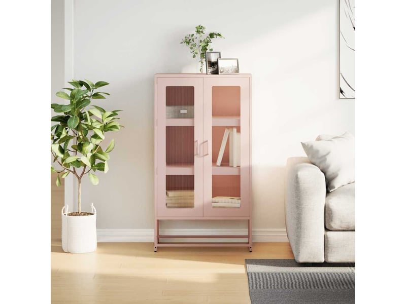 Buffet haut - bahut - meuble de rangement rose 68x39x123 cm acier  - Conforama D