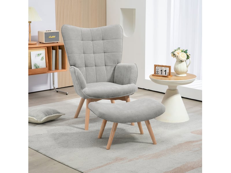  Fauteuil relax avec repose-pieds gris en polyester  - Conforama B