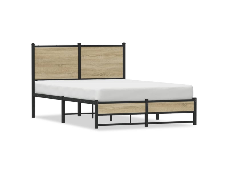  Lit double- lit adulte -  cadre de lit en métal sans matelas chêne sonoma 120x190 cm  - Conforama A