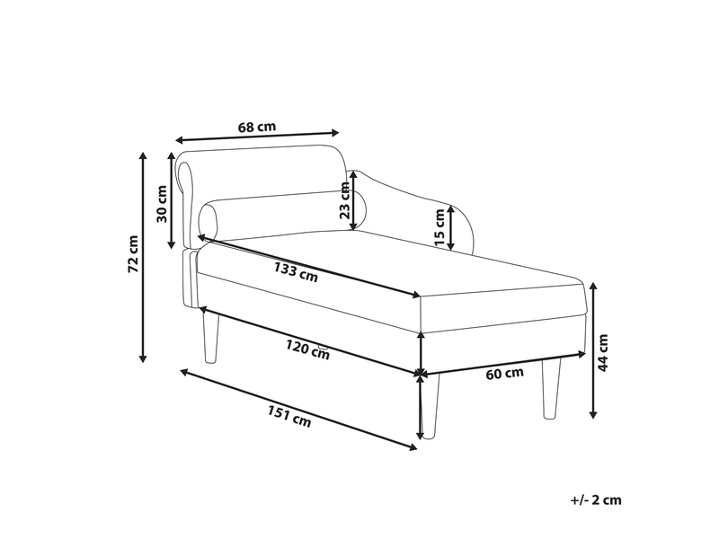 Chaise longue côté gauche yvoire tissu vert  - Conforama C