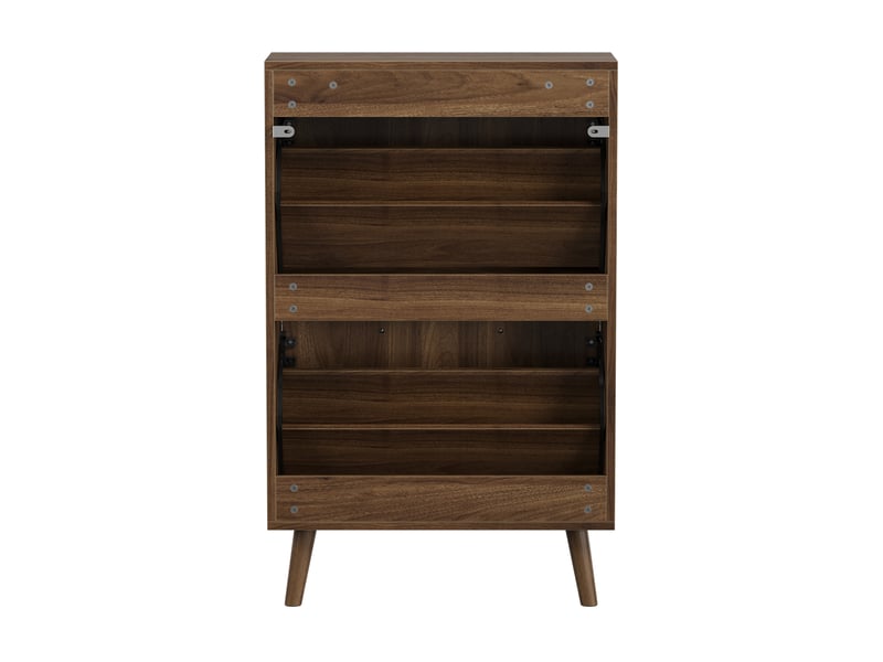  Meuble à chaussures 60x24x95 cm, style années 50, rangement modulable en mdf et panneau de particules, noyer  - Conforama D