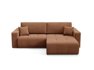 Canapé d'angle réversible convertible   4 places Tissu orange avec coffre de rangement