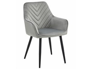 Chaise - leobert - nana - velours gris argentépieds noirs - lot de 2