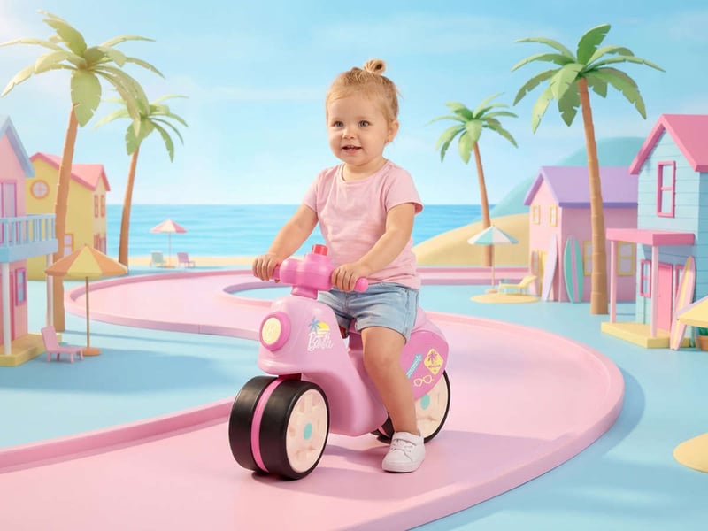  Porteur enfant scooter barbie avec roues silencieuses 1 à 3 ans - falk  - Conforama E