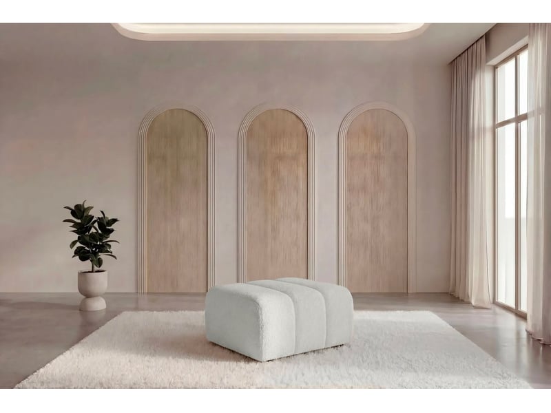  Celeste - pouf en tissu bouclette blanc 75x75x41  - Conforama B