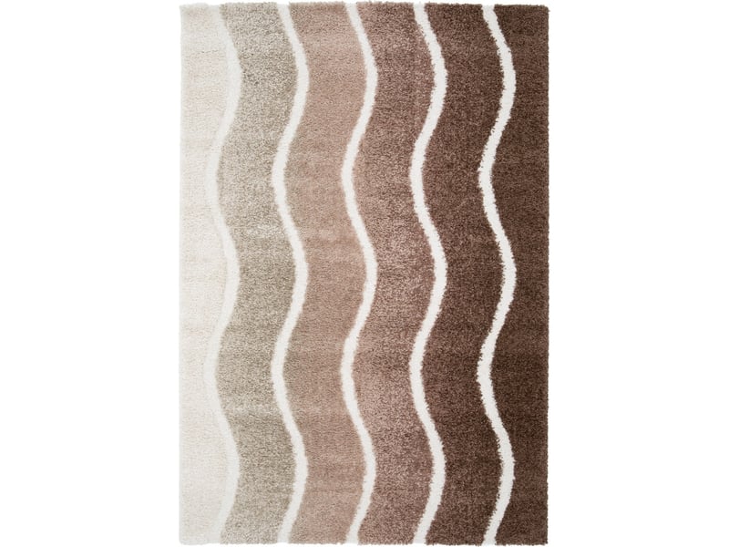  Tapis shaggy doux à motif ondulé marron beige 160x230  - Conforama B