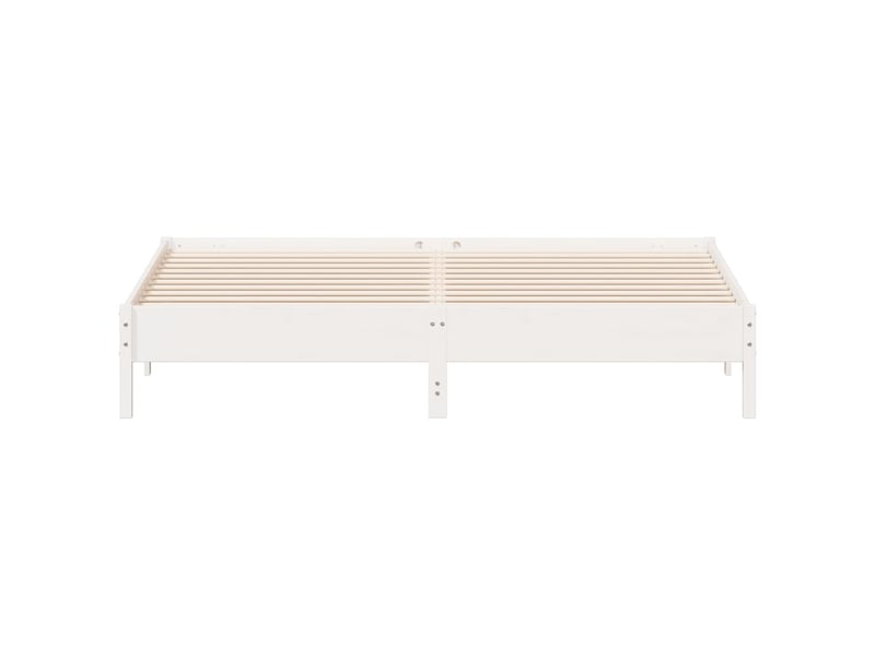 Lit double- lit adulte -  cadre de lit sans matelas blanc 200x200 cm bois massif de pin  - Conforama C