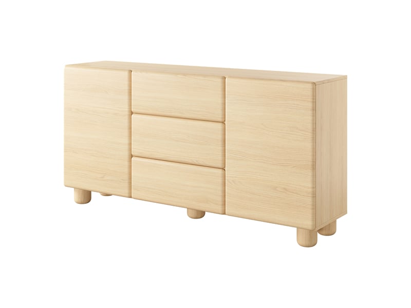  Buffet hamonene, meuble 3 tiroirs, 160x38x80h cm chêne marron Hamonene - Conforama E