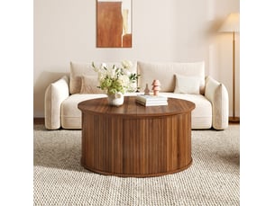 Table basse rond(e) coloris bois foncé <strong>MODFU</strong> <strong></strong> - 88 cmx88 cm