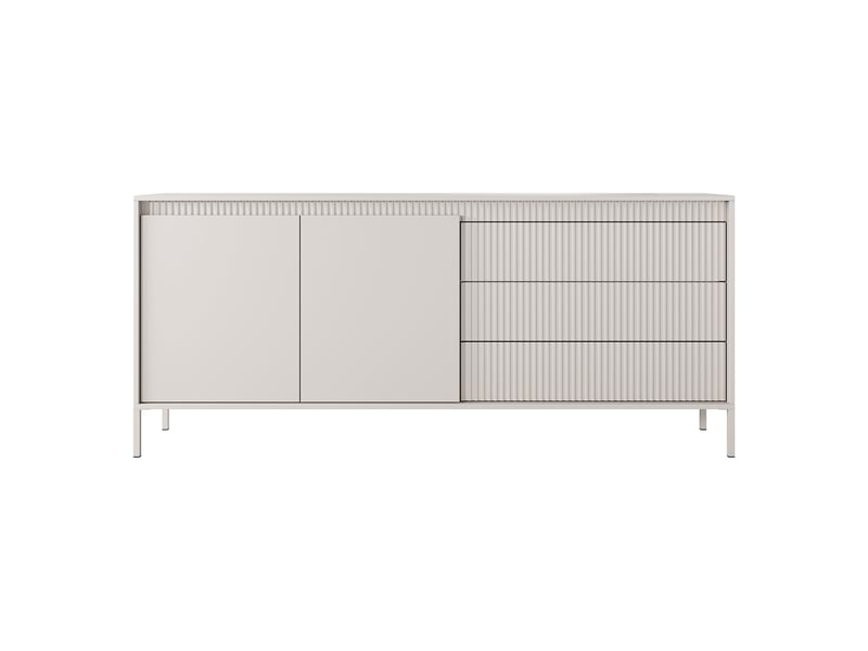  Buffet hatone, bahut 3 tiroirs, 187x40x81h cm beige Hatone - Conforama E