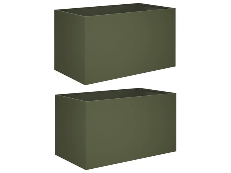  Jardinière - cache-pot de jardin 2 pcs vert olive 100 x 50 x 50 cm  - Conforama A