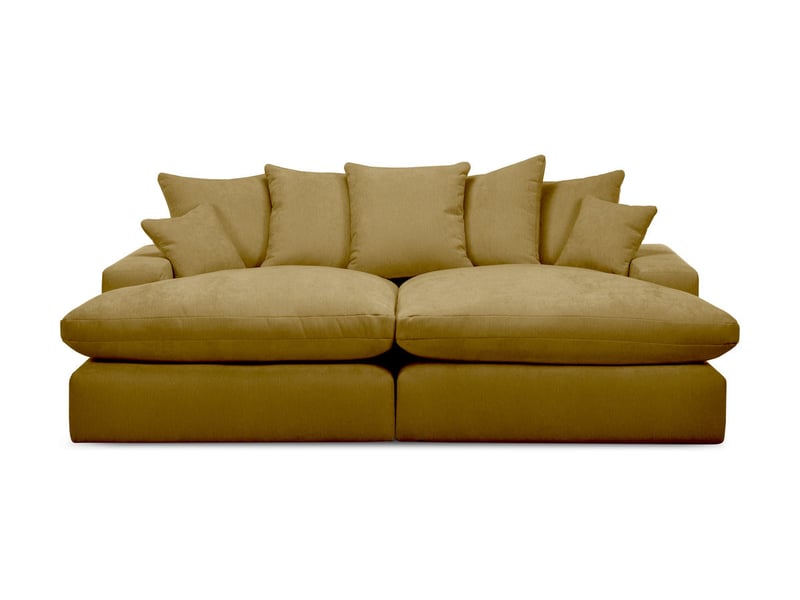  Bobochic canapé 3 places causeuse avec assise profonde nevada tissu lisse jaune NEVADA - Conforama A