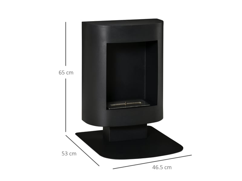  Cheminée noire au bioéthanol sur pied, réservoir 0,9 l, 20 m², 46,5 x 53 x 65 cm  - Conforama E