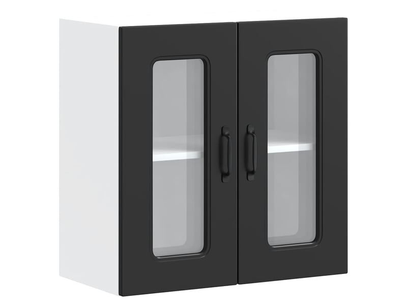  Meuble de rangement, armoire murale de cuisine avec porte en verre kalmar noir shl4964  - Conforama A