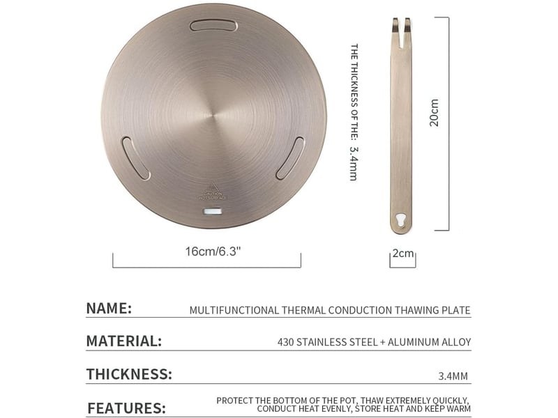  Adaptateur induction 16 cm en acier inoxydable avec poignée amovible,adaptateur plaque induction pour tasse à café, casserole à lait, or rose  - Conforama B