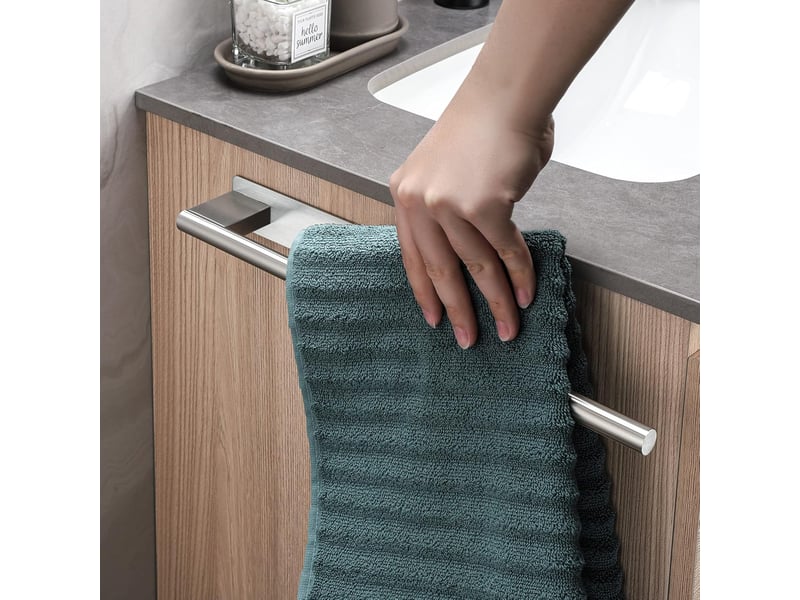  Porte-serviettes de salle de bain sans perçage, adhésif, en acier inoxydable brossé 304, accessoires muraux pour de et cuisine, gris  - Conforama E