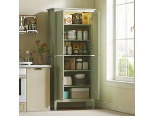 Buffet cuisine, meuble cuisine rangement haut avec led réglable et détecteur de mouvement, 80 x 40 x 176,5 cm, vert