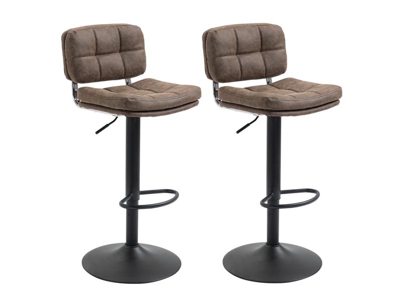  Lot de 2 tabourets de bar vintage capitonné - pivotant, réglable - repose-pied - revêtement synthétique marron  - Conforama B
