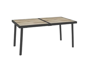 Table de jardin 145x85 cm rectangulaire 6 places aspect bois métal gris