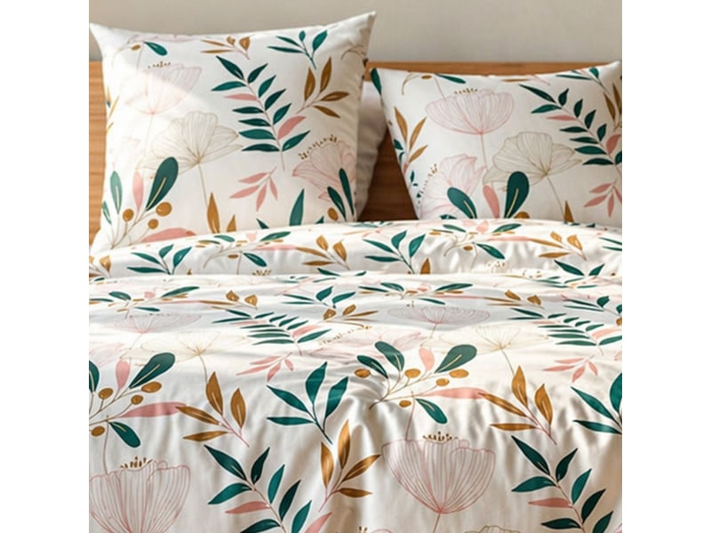  Parure housse de couette 260x240cm + 2 taies écru motif botanique 100% microfibre - licelia LICELIA - Conforama D