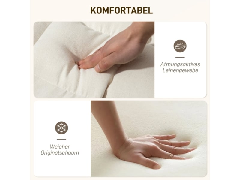  Fauteuil à bascule crème avec dossier et repose-pieds, aspect lin, relax et lecture, salon et chambre  - Conforama E