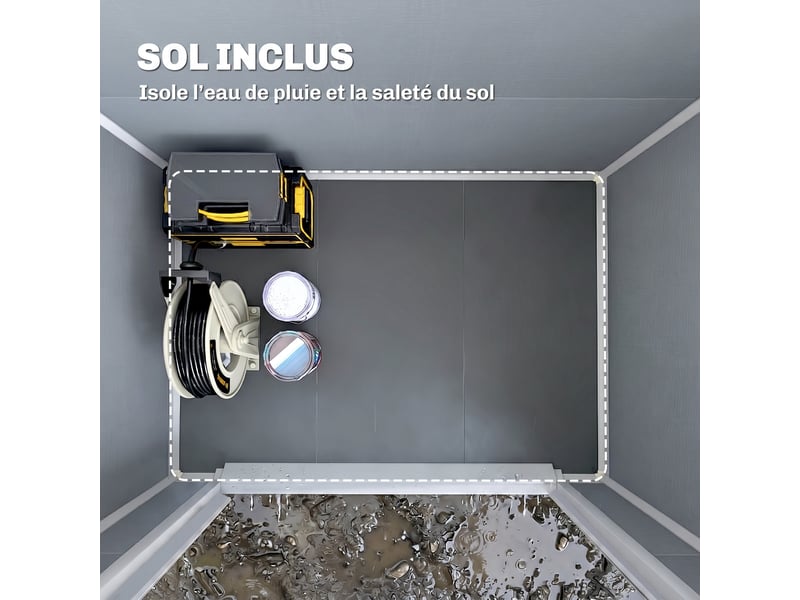  Abri de jardin en polypropylène 2,12 m² avec double porte, fenêtre et aération  - Conforama W