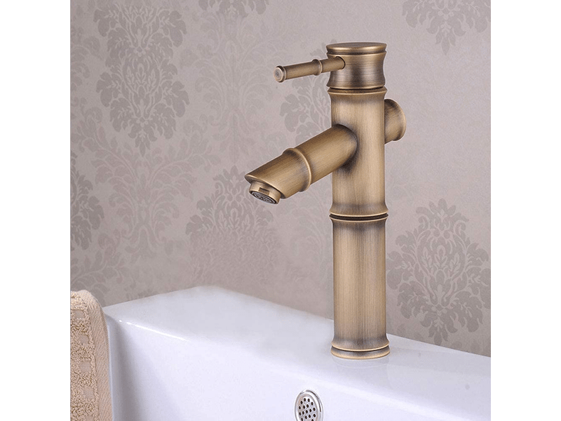  Robinet de lavabo en laiton antique style bambou - mélangeur eau chaudefroide à poignée unique pour évier salle de bain  - Conforama E
