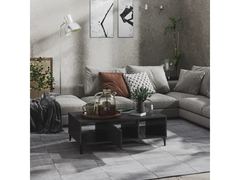  Table basse rectangulaire | table de salon gris brillant 103,5x60x35 cm bois d'ingénierie shl7986  - Conforama C